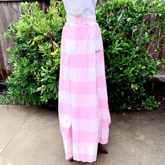 Vintage 1960 Pink Gingham Full Gown Maxi Skirt - Picture 7 of 12